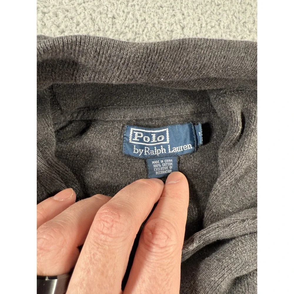 Polo Ralph‎ Lauren Cowl Neck Sweater Mens Large Blue LS Black Pony Shawl Collar